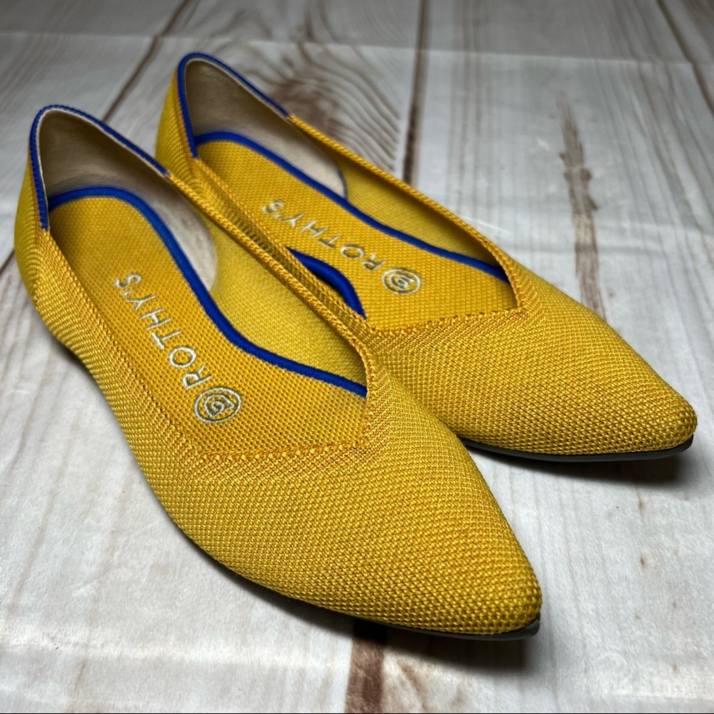 Rothys The Point Marigold Yellow Shoes Flats Womens Size 6.5 Lightly Worn